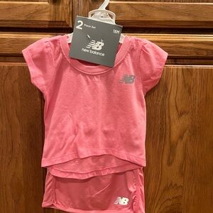 New Balance Kids Two-Piece Pink Tee Set with Skort Bottoms